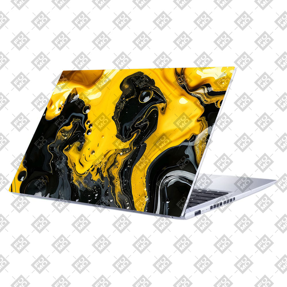 Yellow and Black Paint Swirls Asus Vivobook 15 X1502VA Laptop Skin
