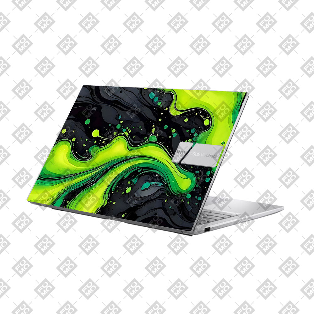Neon Green Paint Swirls Asus VivoBook 15 X1504VA Laptop Skin