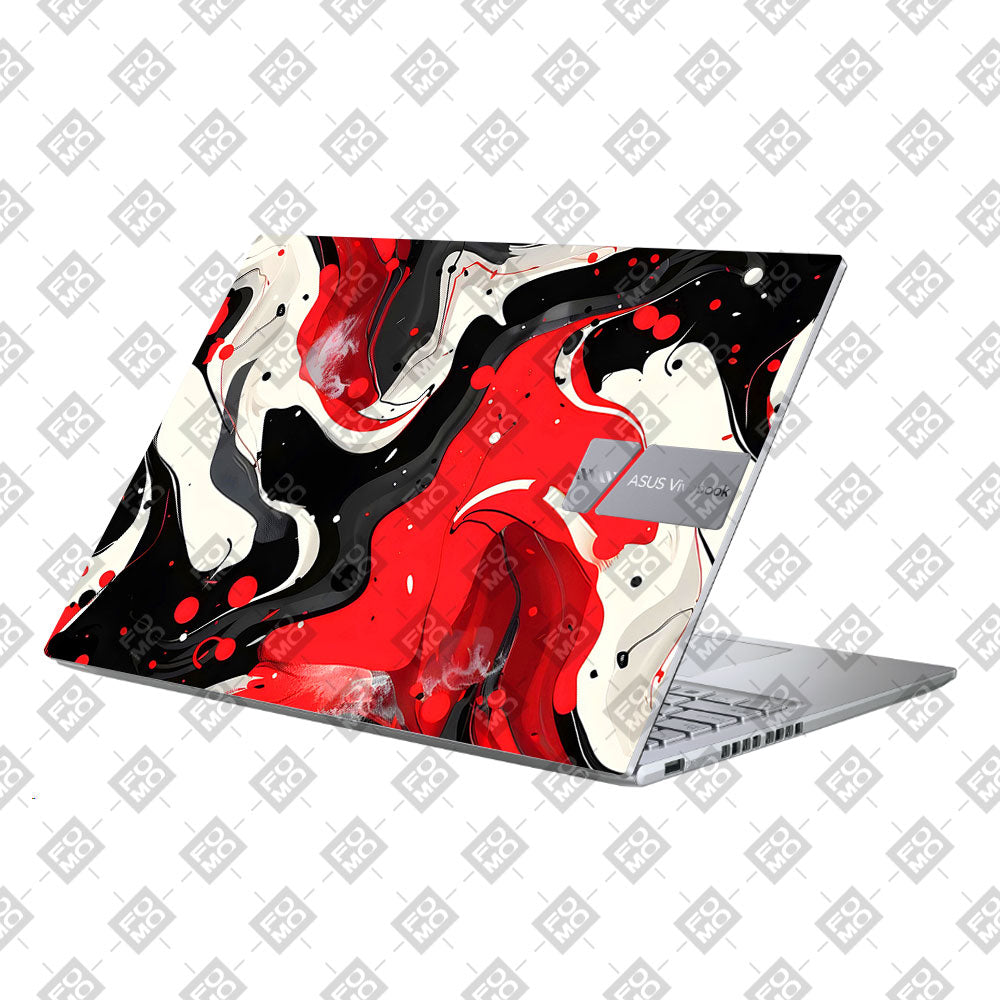 Red and White Paint Swirls Asus Vivobook 16 X1605V Laptop Skin