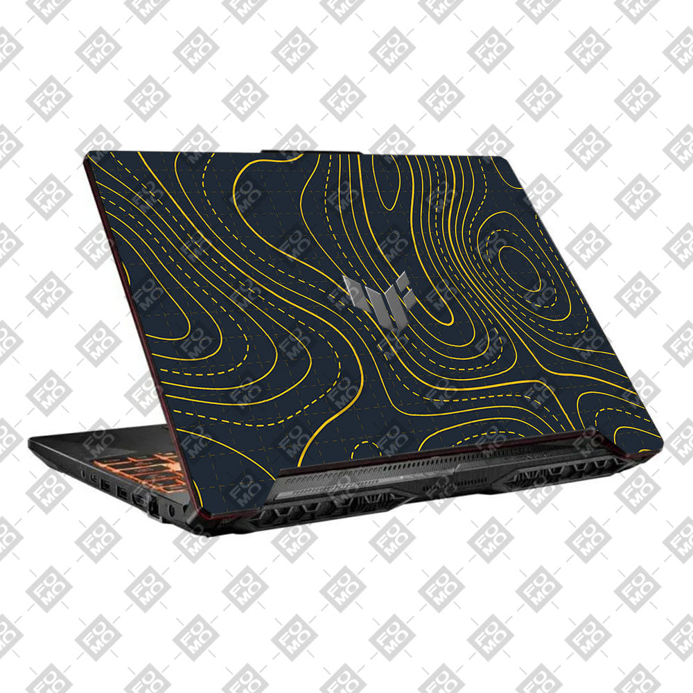Yellow Contour Lines Asus TUF F15 FX506 and A15 FA506 Laptop Skin