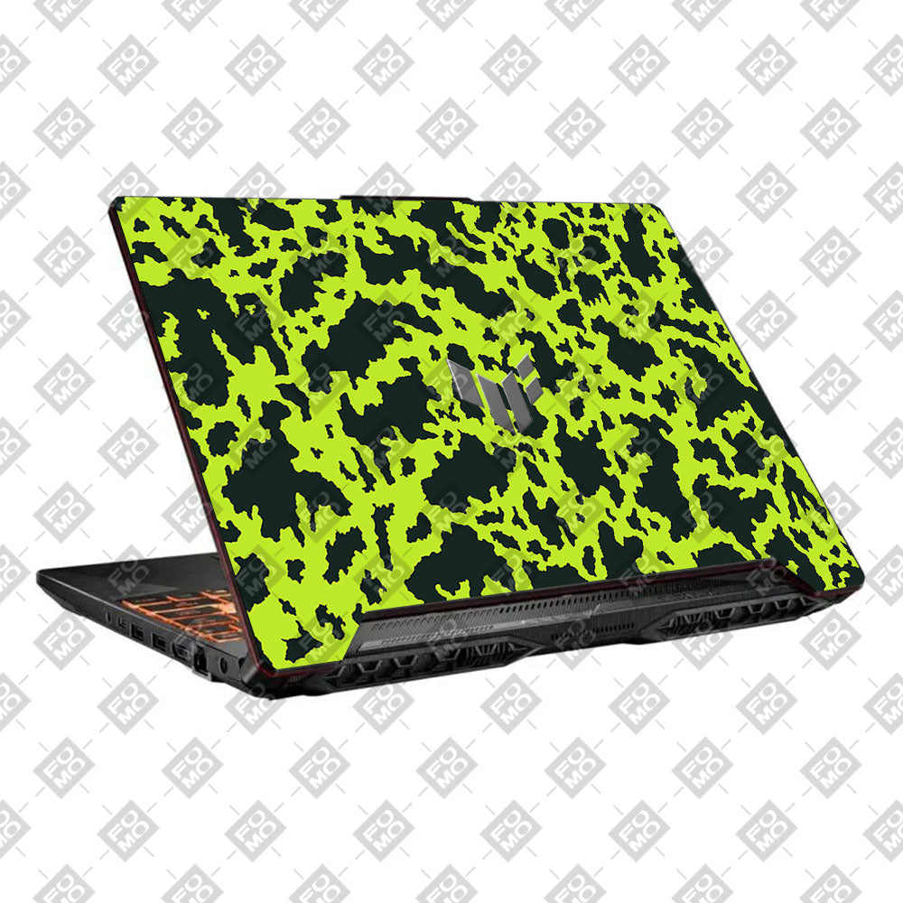 Neon Green Splatter Camo Asus TUF F15 FX506 and A15 FA506 Laptop Skin