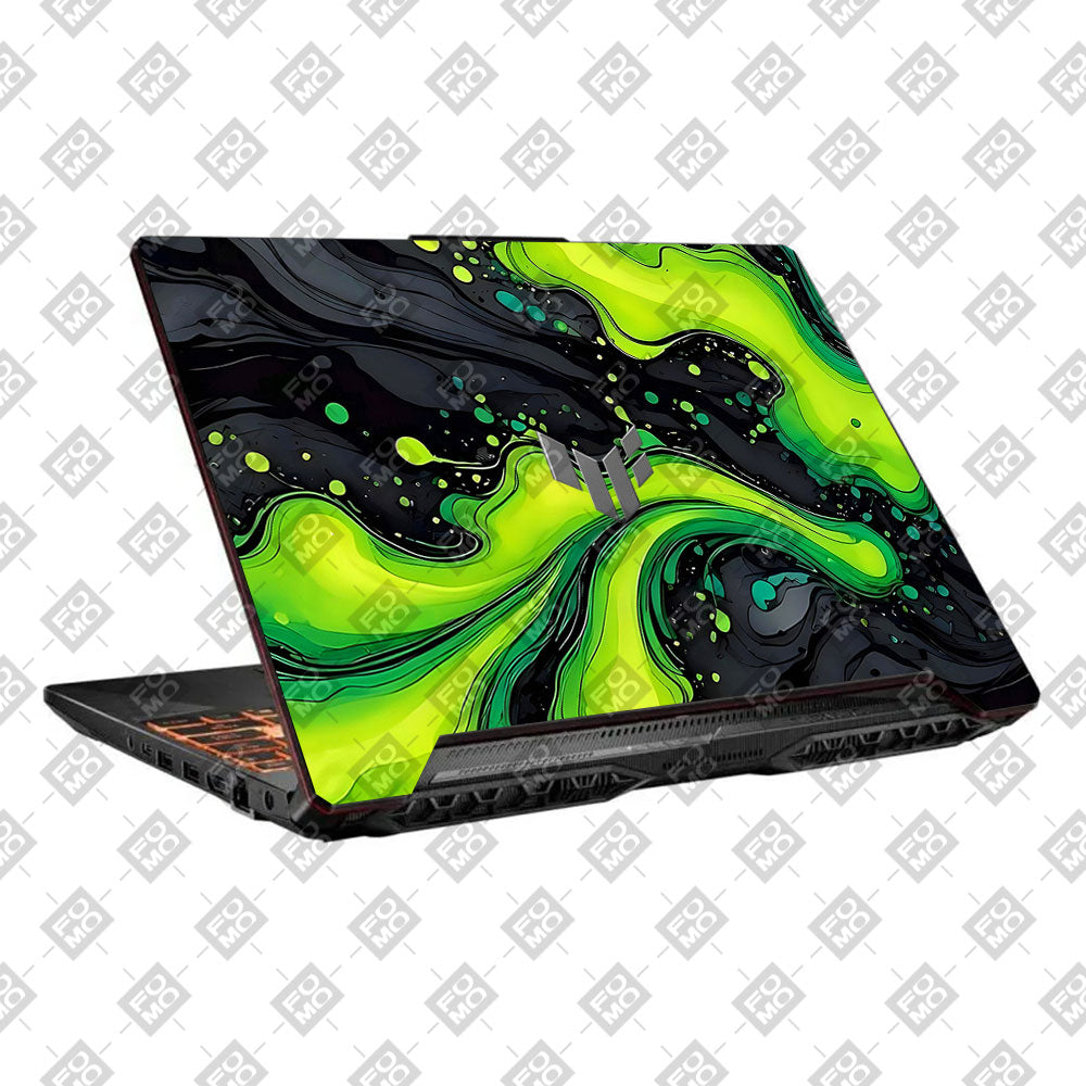 Neon Green Paint Swirls Asus TUF F15 FX506 & A15 FA506 Laptop Skin