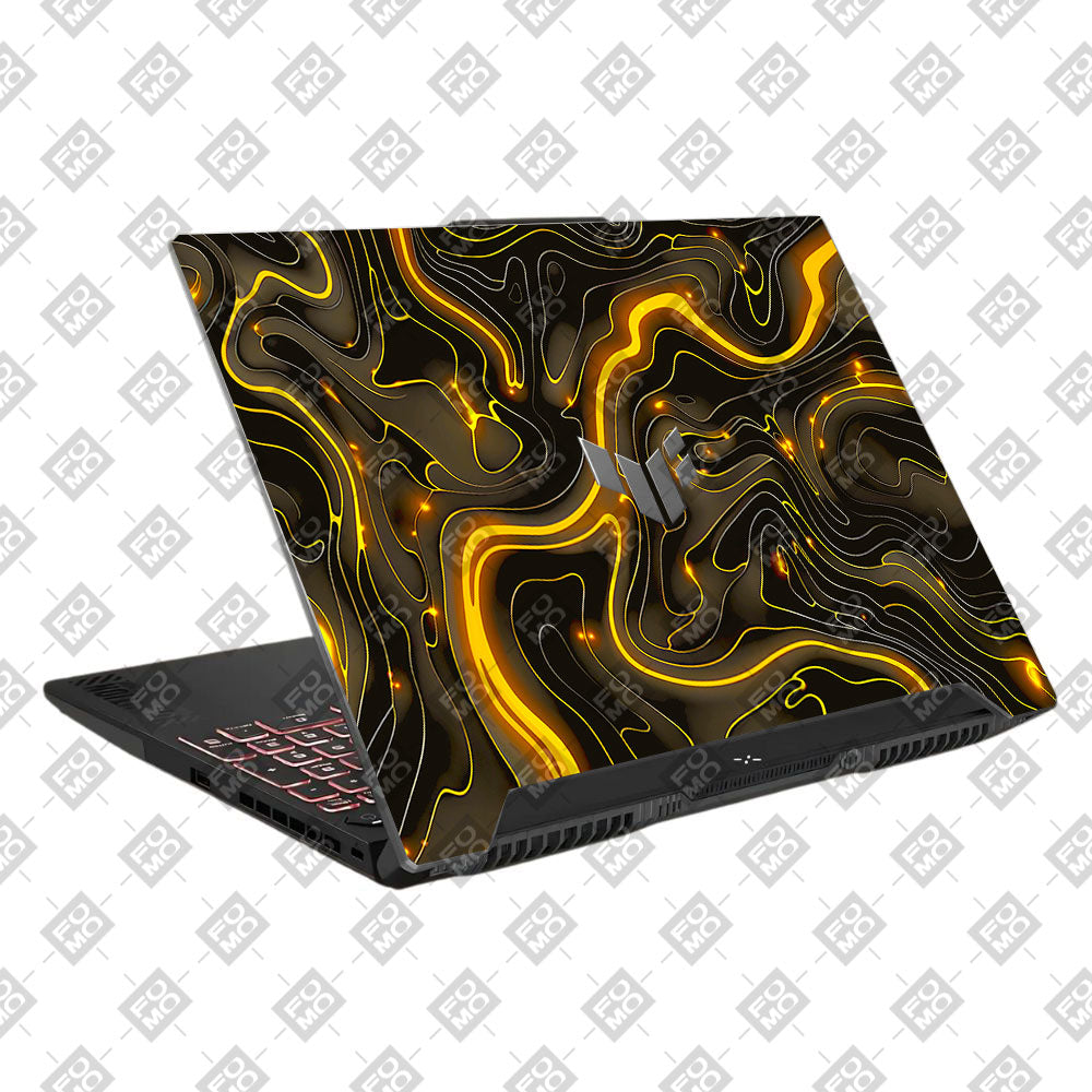 Golden Lava Waves Asus TUF F15 FX507 and A15 FA507 Laptop Skin