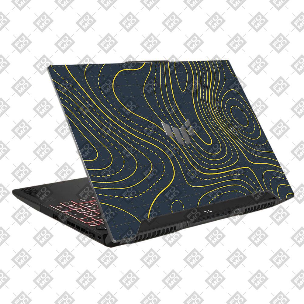 Yellow Contour Lines Asus TUF F15 FX507 and A15 FA507 Laptop Skin