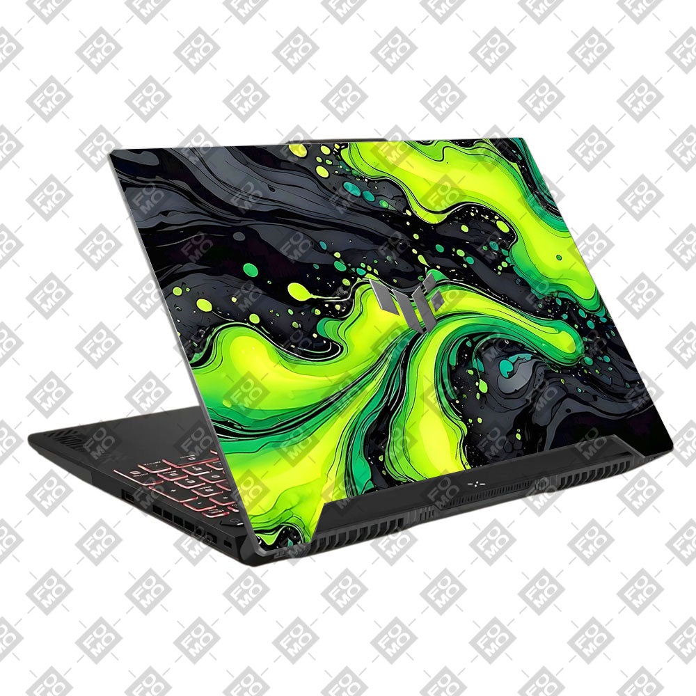 Neon Green Paint Swirls Asus TUF F15 FX507 & A15 FA507 Laptop Skin