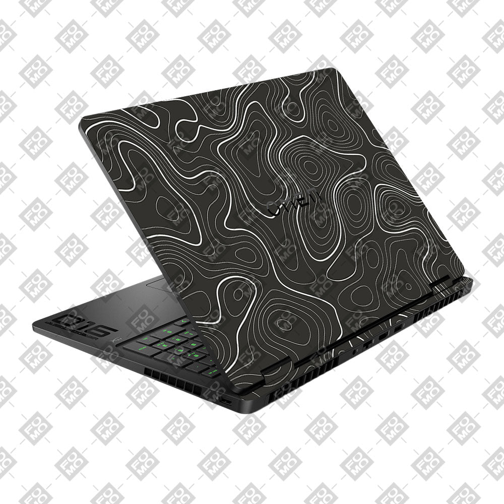 Grayscale Topographic Lines HP Omen Gaming 16 2025, 2026 Laptop Skin