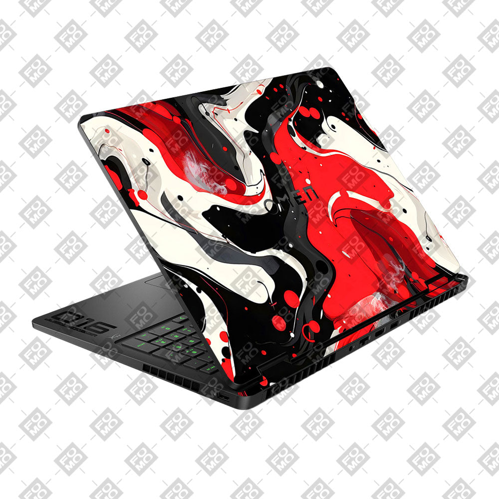 Red and White Paint Swirls HP Omen Gaming 16 2025, 2026 Laptop Skin