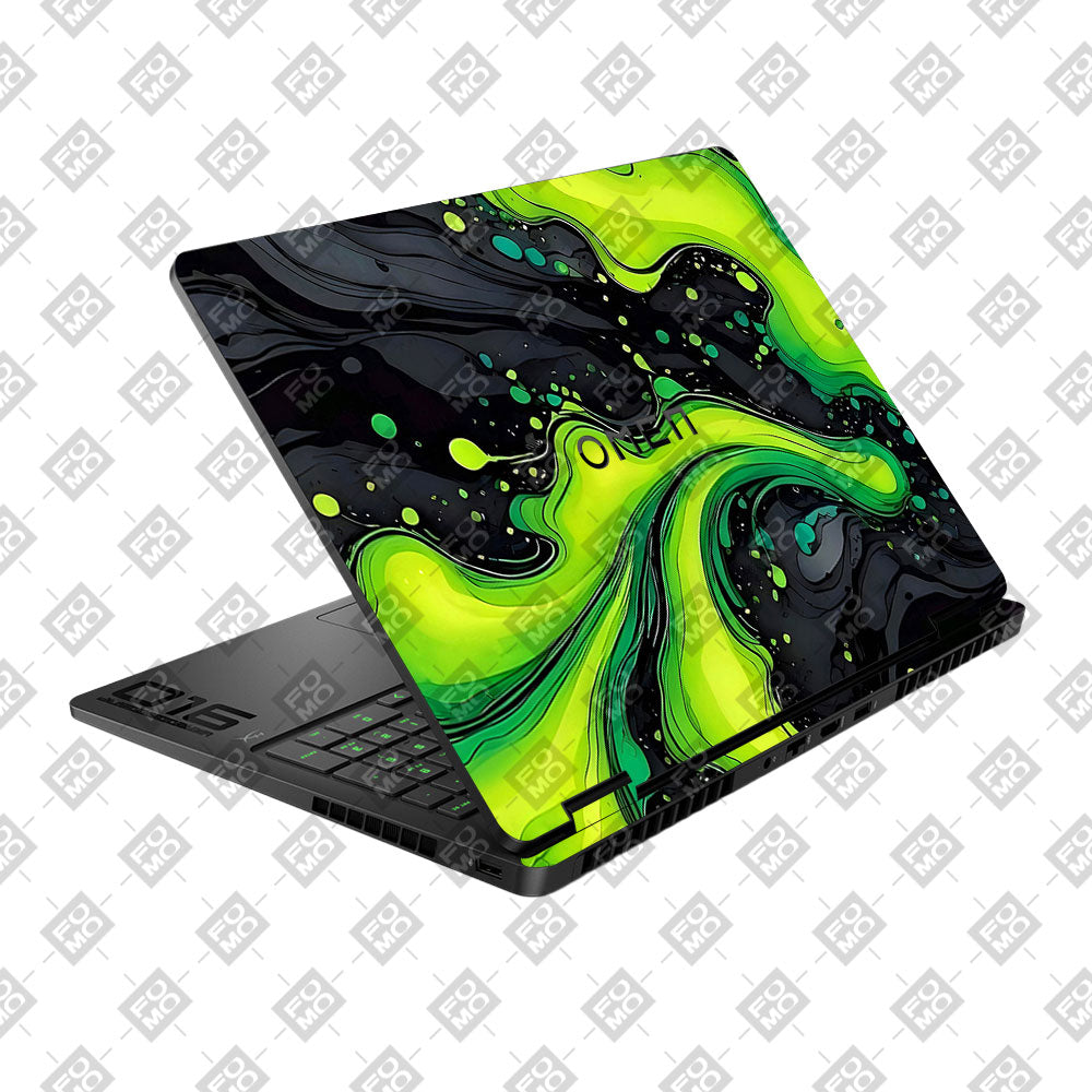 Neon Green Paint Swirls HP Omen Gaming 16 2025, 2026 Laptop Skin