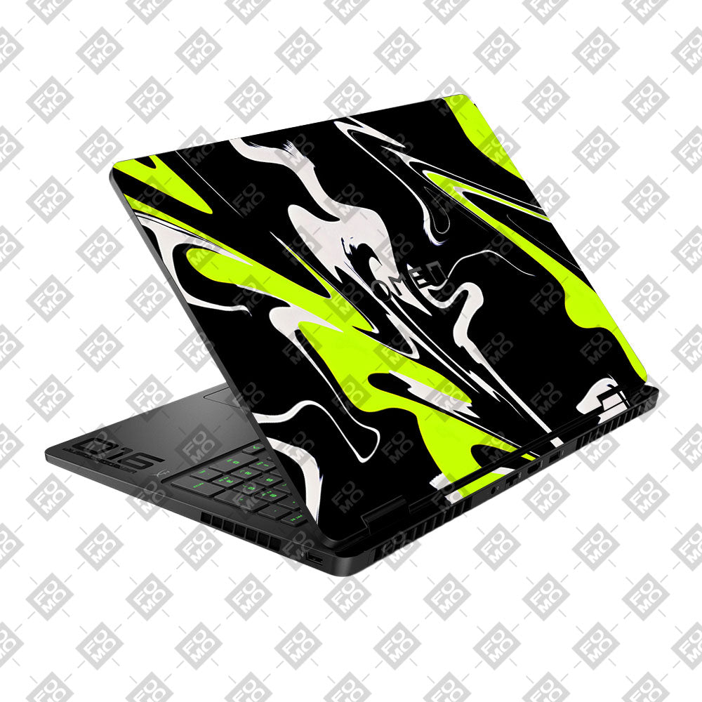 Neon Green and Black Patterns HP Omen Gaming 16 2025, 2026 Laptop Skin