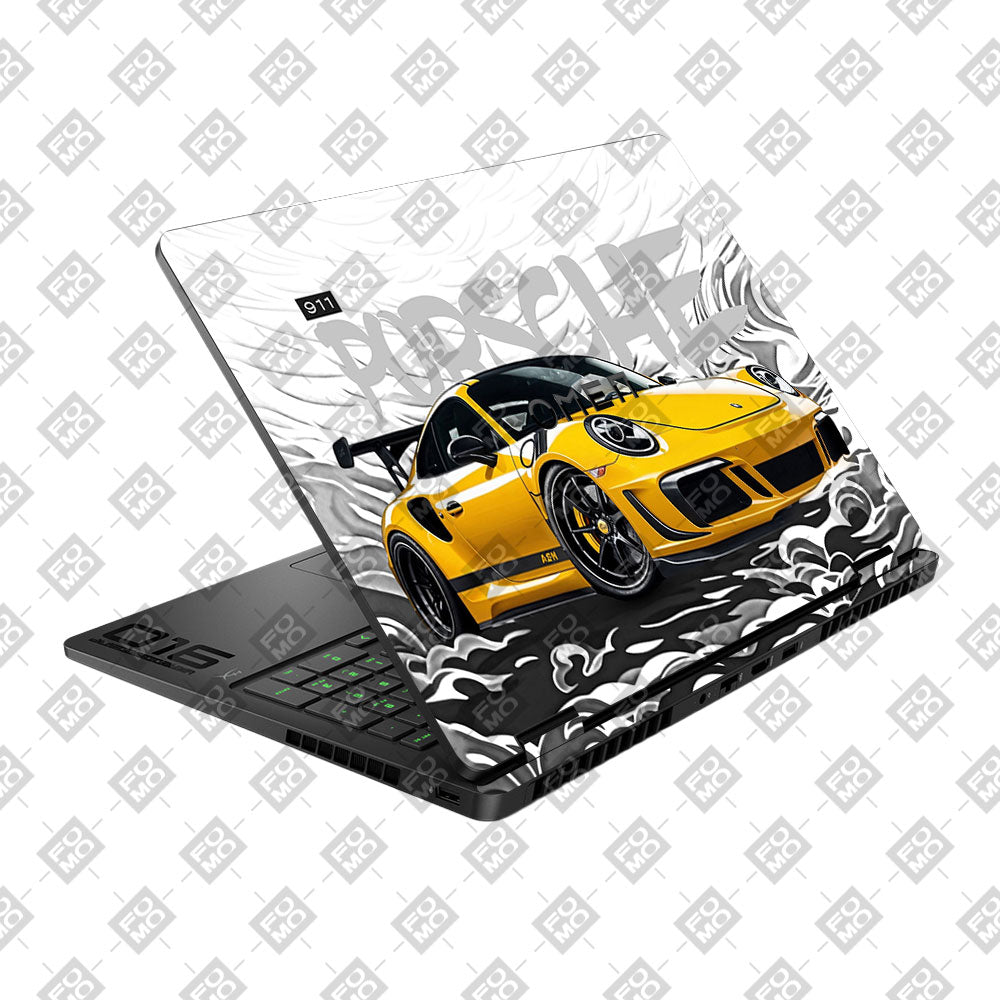 Porsche 911 Yellow Blaze HP Omen Gaming 16 2025, 2026 Laptop Skin