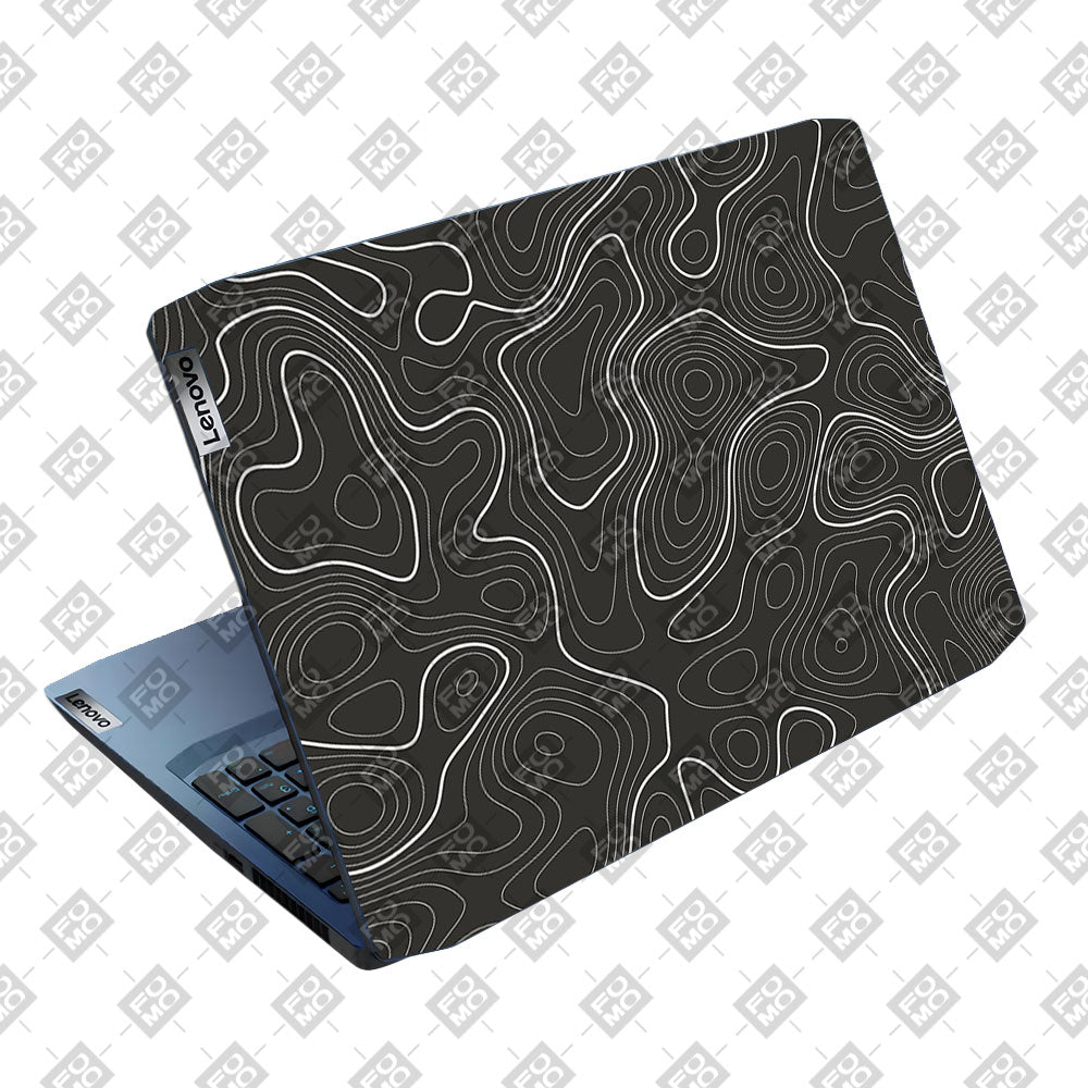 Grayscale Topographic Lines Lenovo Ideapad Gaming 3 15ARH05 and 15IMH05 Laptop Skin