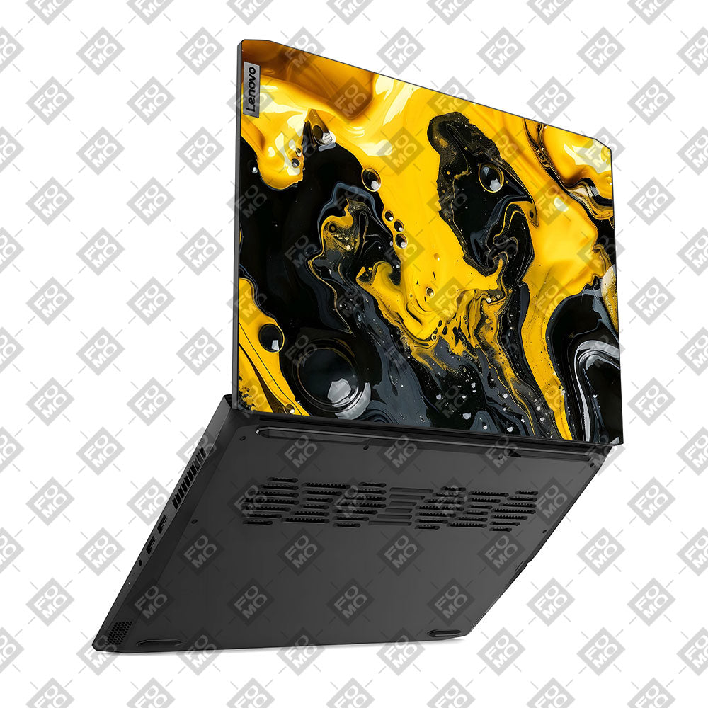 Yellow and Black Paint Swirls Lenovo IdeaPad Gaming 3 15ACH6 and 15IHU6 Laptop Skin