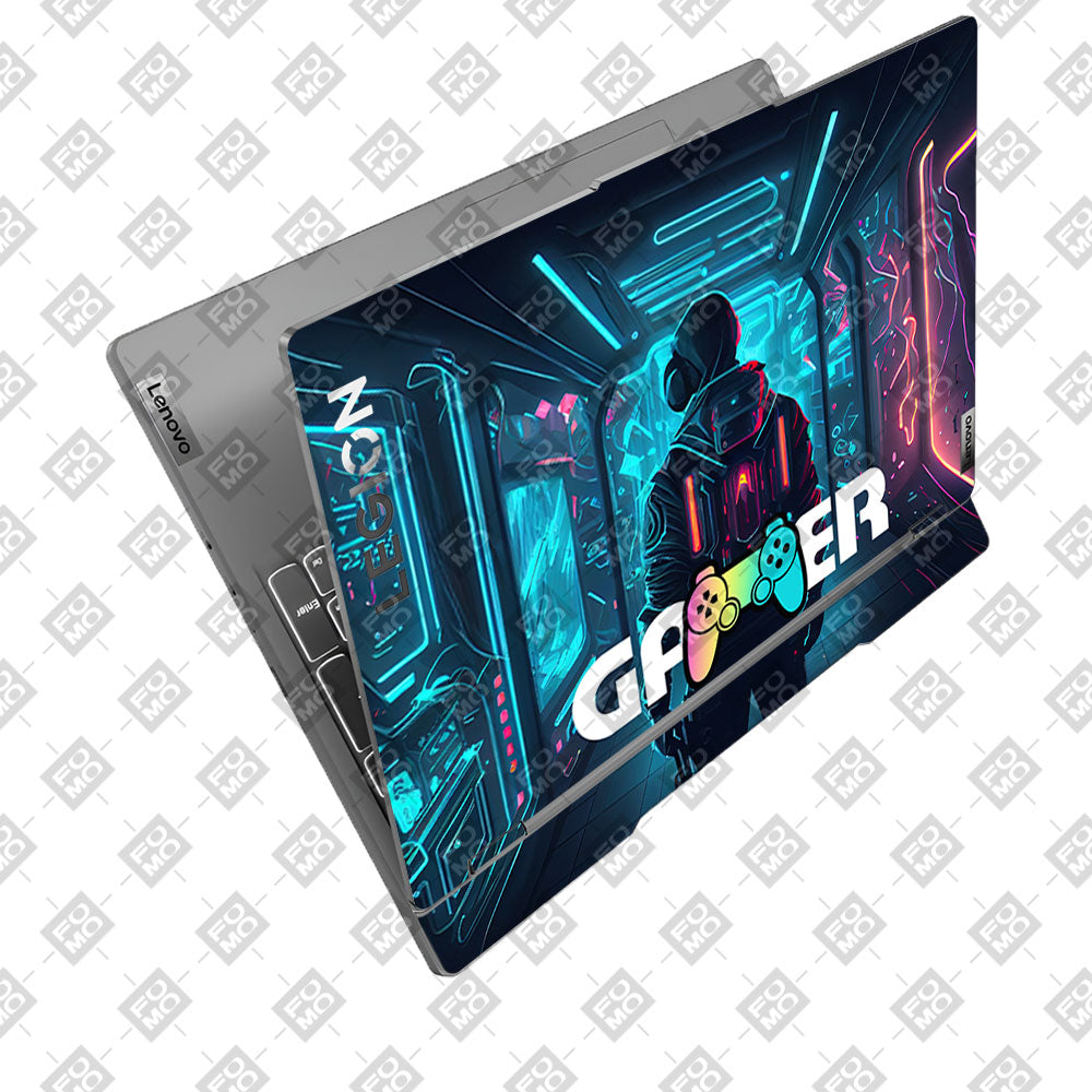 Gamer in Glowing Background Gaming Lenovo Legion 5 15IRX9 Laptop Skin