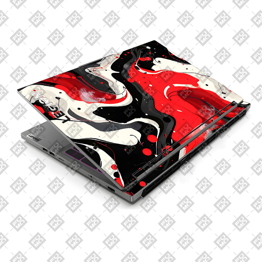 Red and White Paint Swirls Lenovo Legion 5 16IRX9 Laptop Skin