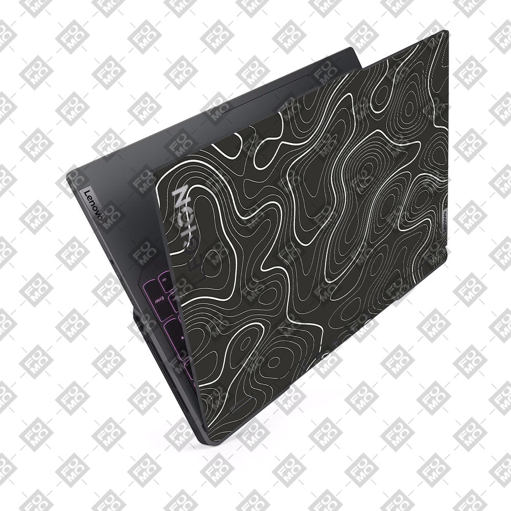 Grayscale Topographic Lines Lenovo Legion 5 Pro 16IRX8 and 16IRX9 Laptop Skin