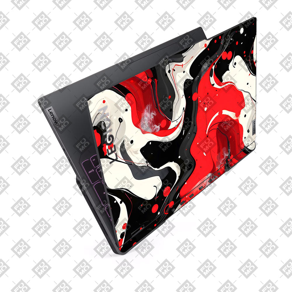 Red and White Paint Swirls Lenovo Legion 5 Pro 16IRX8 and 16IRX9 Laptop Skin