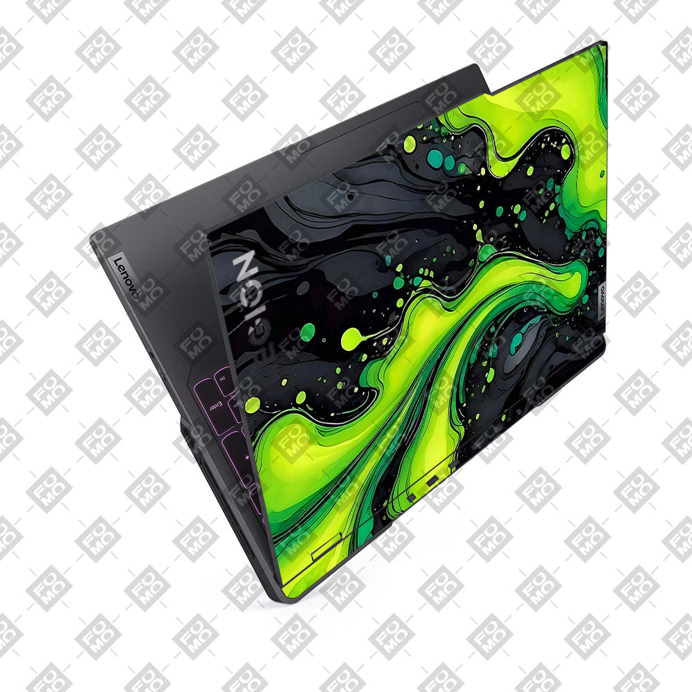 Neon Green Paint Swirls Lenovo Legion 5 Pro 16IRX8 and 16IRX9 Laptop Skin