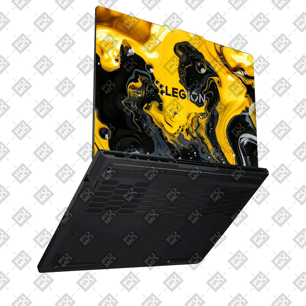 Yellow and Black Paint Swirls Lenovo Legion Pro 5 16ADR10 Laptop Skin