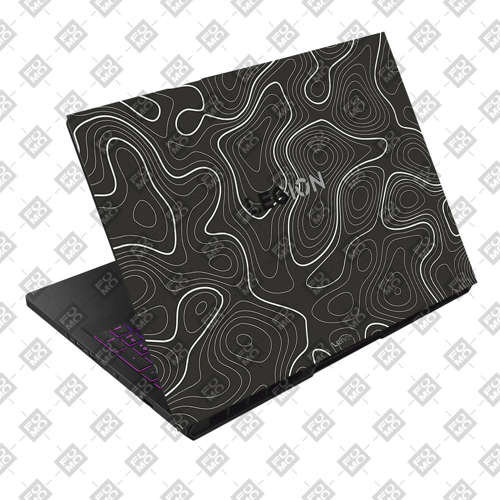 Grayscale Topographic Lines Lenovo Legion Pro 5 16AFR10 Laptop Skin