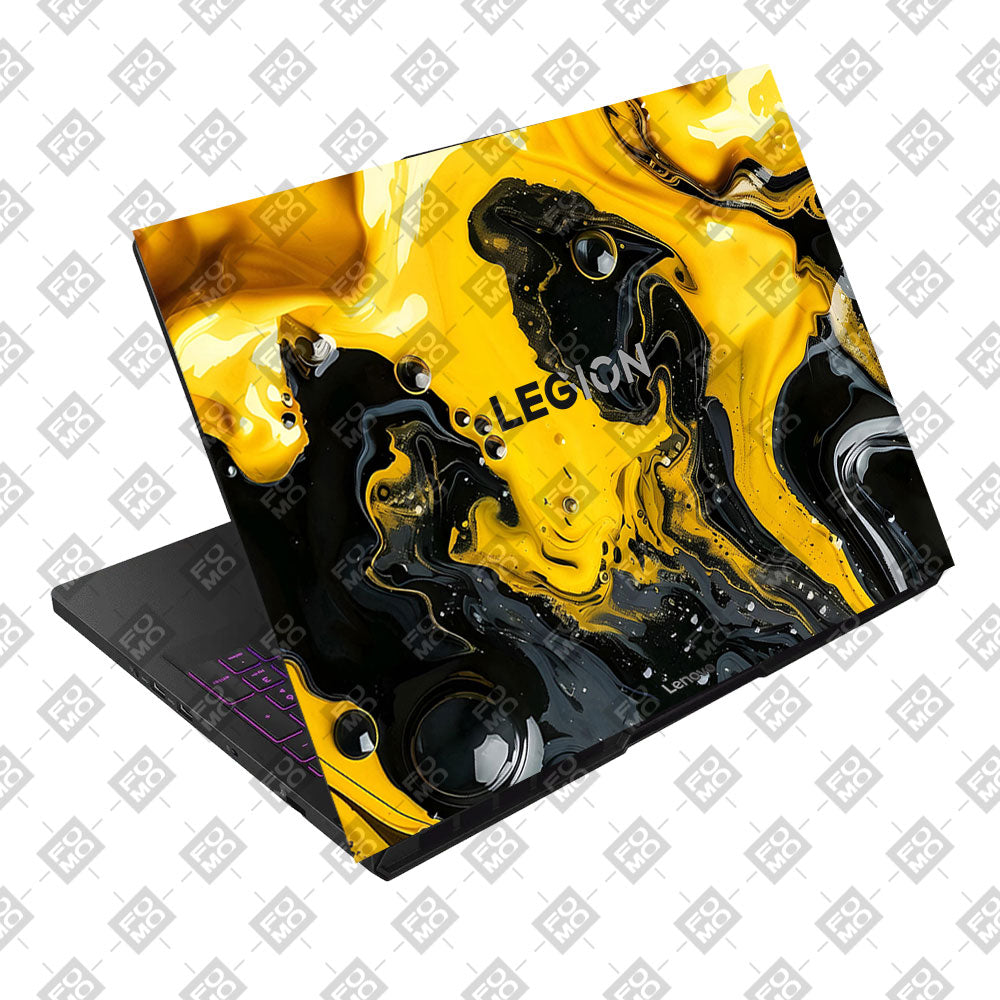 Yellow and Black Paint Swirls Lenovo Legion Pro 5 16AFR10 Laptop Skin