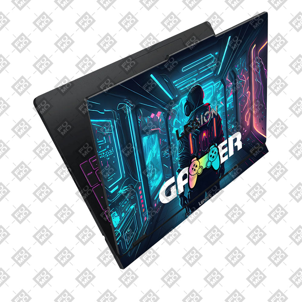 Gamer in Glowing Background Gaming Lenovo Legion Pro 5 16IAX10 Laptop Skin