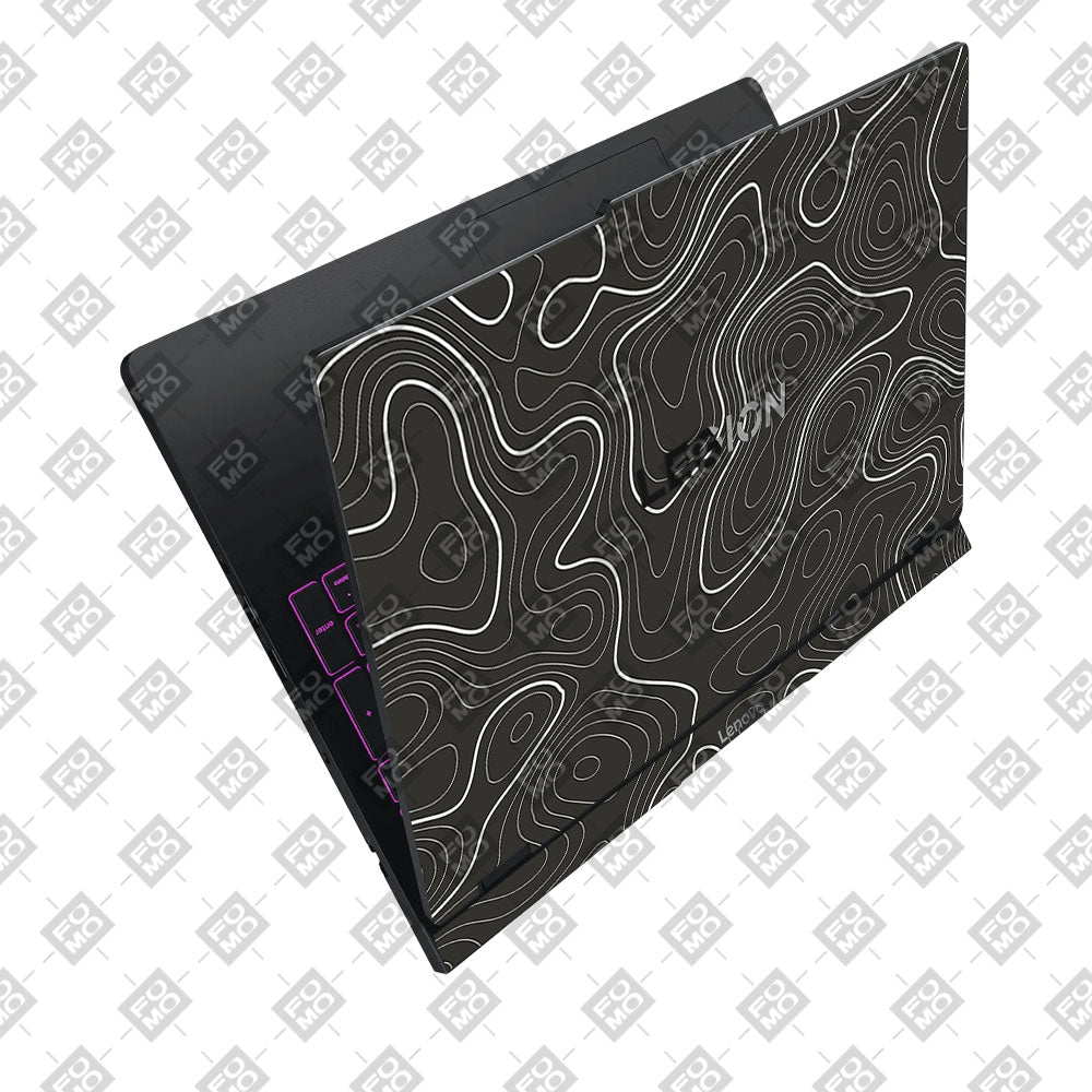 Grayscale Topographic Lines Lenovo Legion Pro 5 16IAX10 Laptop Skin