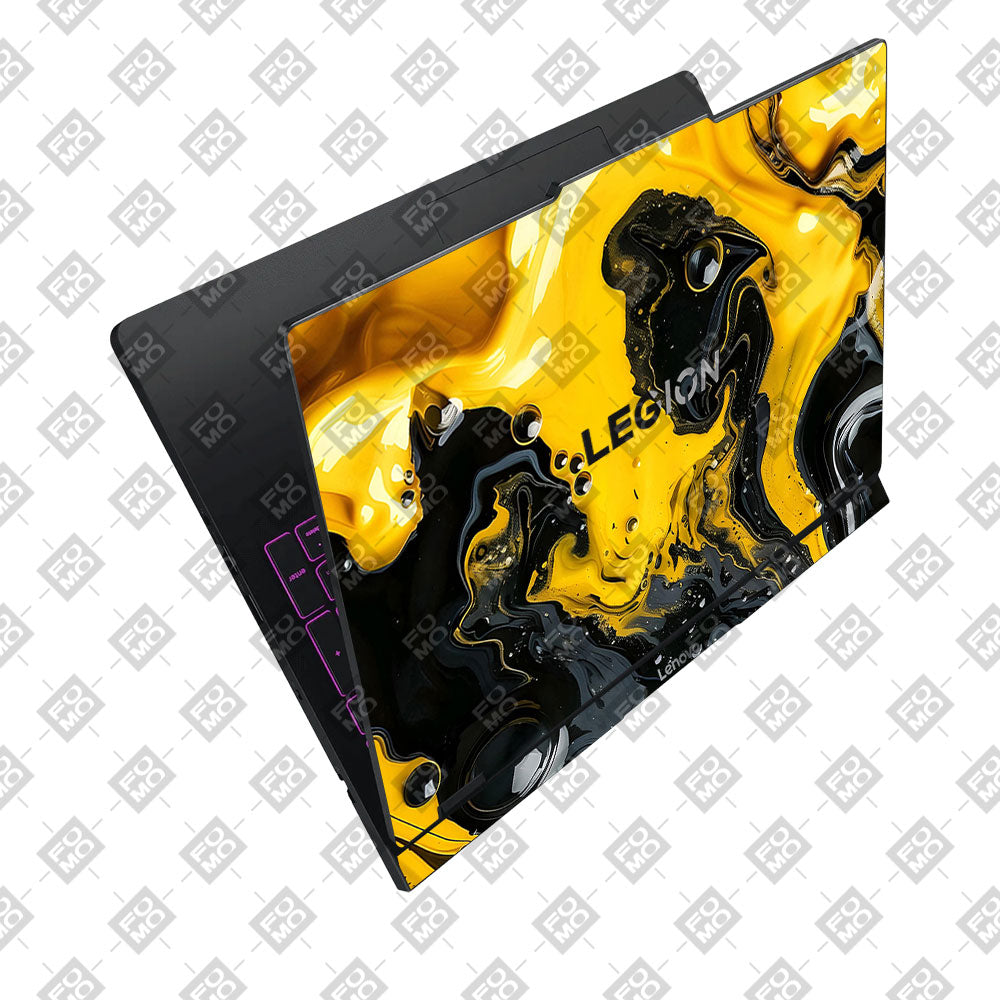 Yellow and Black Paint Swirls Lenovo Legion Pro 5 16IAX10 Laptop Skin