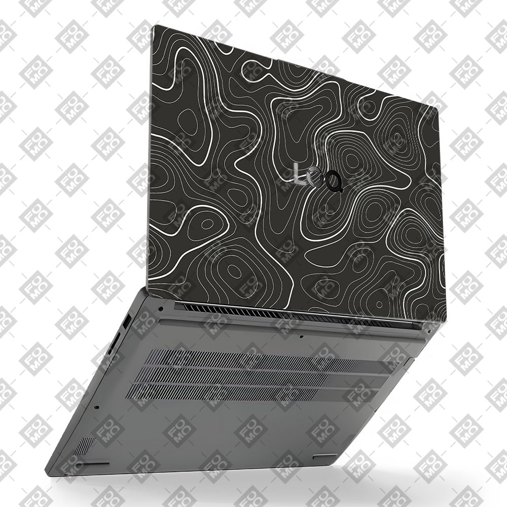 Grayscale Topographic Lines Lenovo LOQ Essential 15IAX9E Laptop Skin