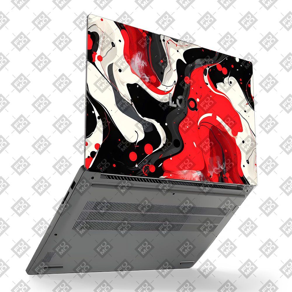 Red and White Paint Swirls Lenovo LOQ Essential 15IAX9E Laptop Skin