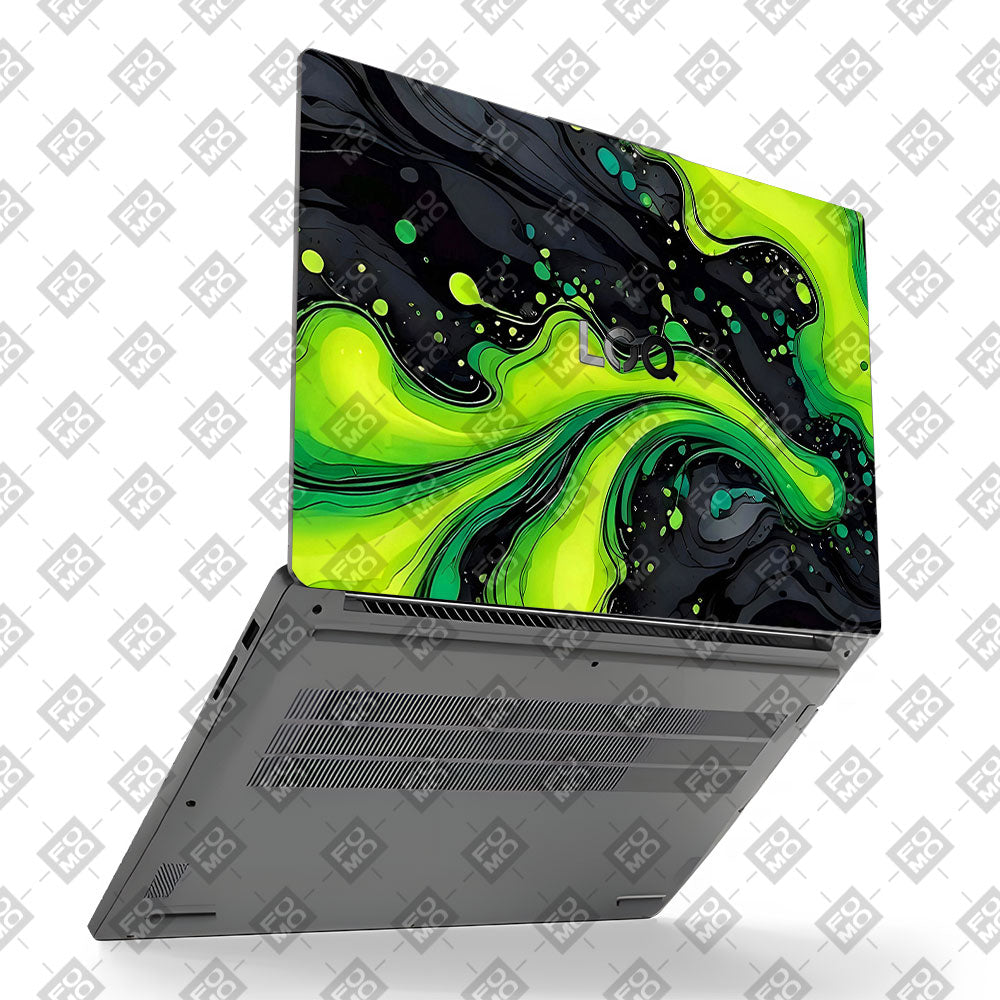 Neon Green Paint Swirls Lenovo LOQ Essential 15IAX9E Laptop Skin