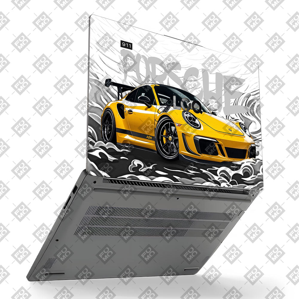 Porsche 911 Yellow Blaze Lenovo LOQ Essential 15IAX9E Laptop Skin