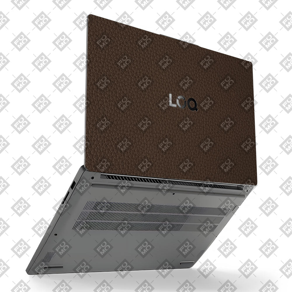 Textured Brown Leather Lenovo LOQ Essential 15IAX9E Laptop Skin
