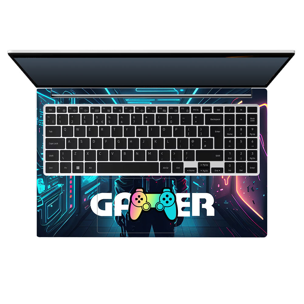 Gamer in Glowing Background Gaming Samsung Galaxy Book 4 15.6 Laptop Skin