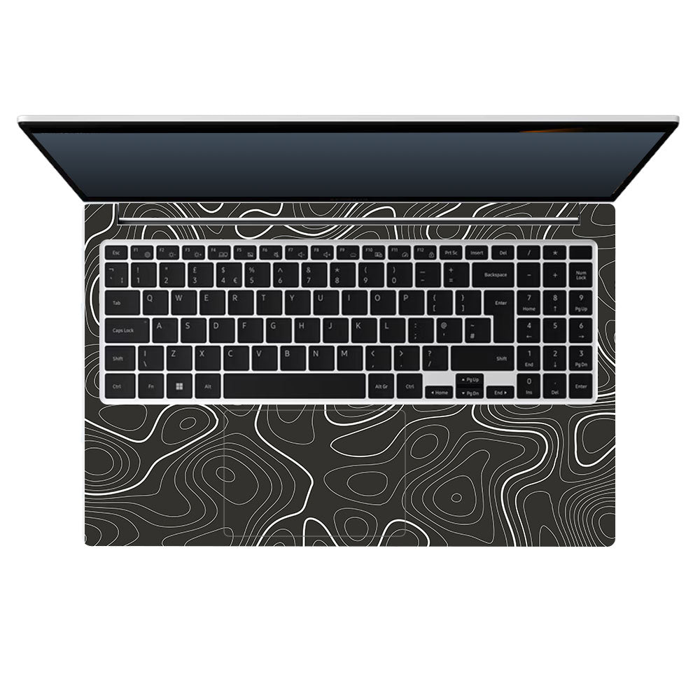 Grayscale Topographic Lines Samsung Galaxy Book 4 15.6 Laptop Skin