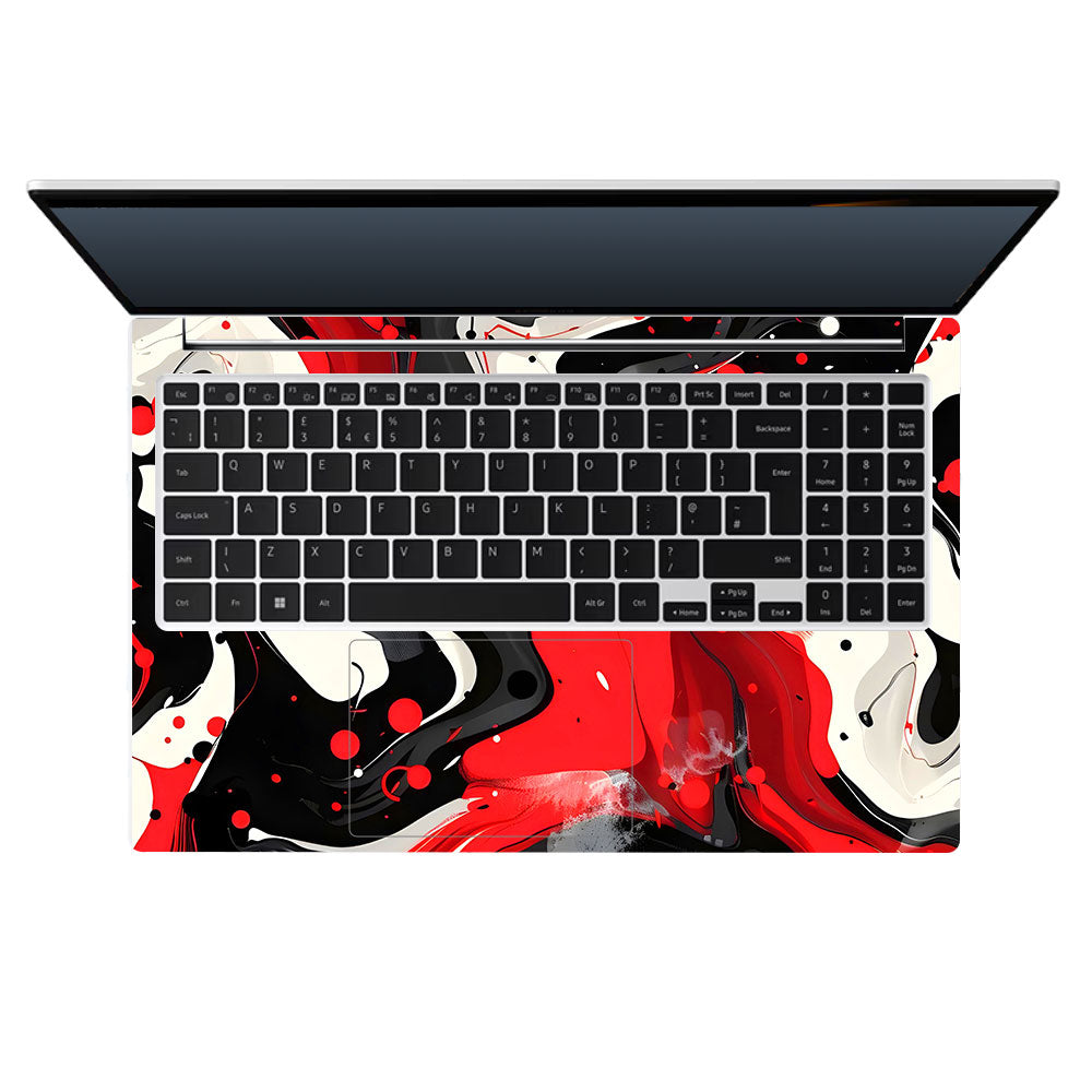 Red and White Paint Swirls Samsung Galaxy Book 4 15.6 Laptop Skin