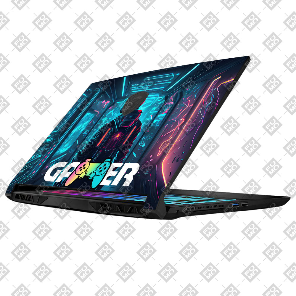 Gamer in Glowing Background Gaming MSI Katana 15 B13V Laptop Skin