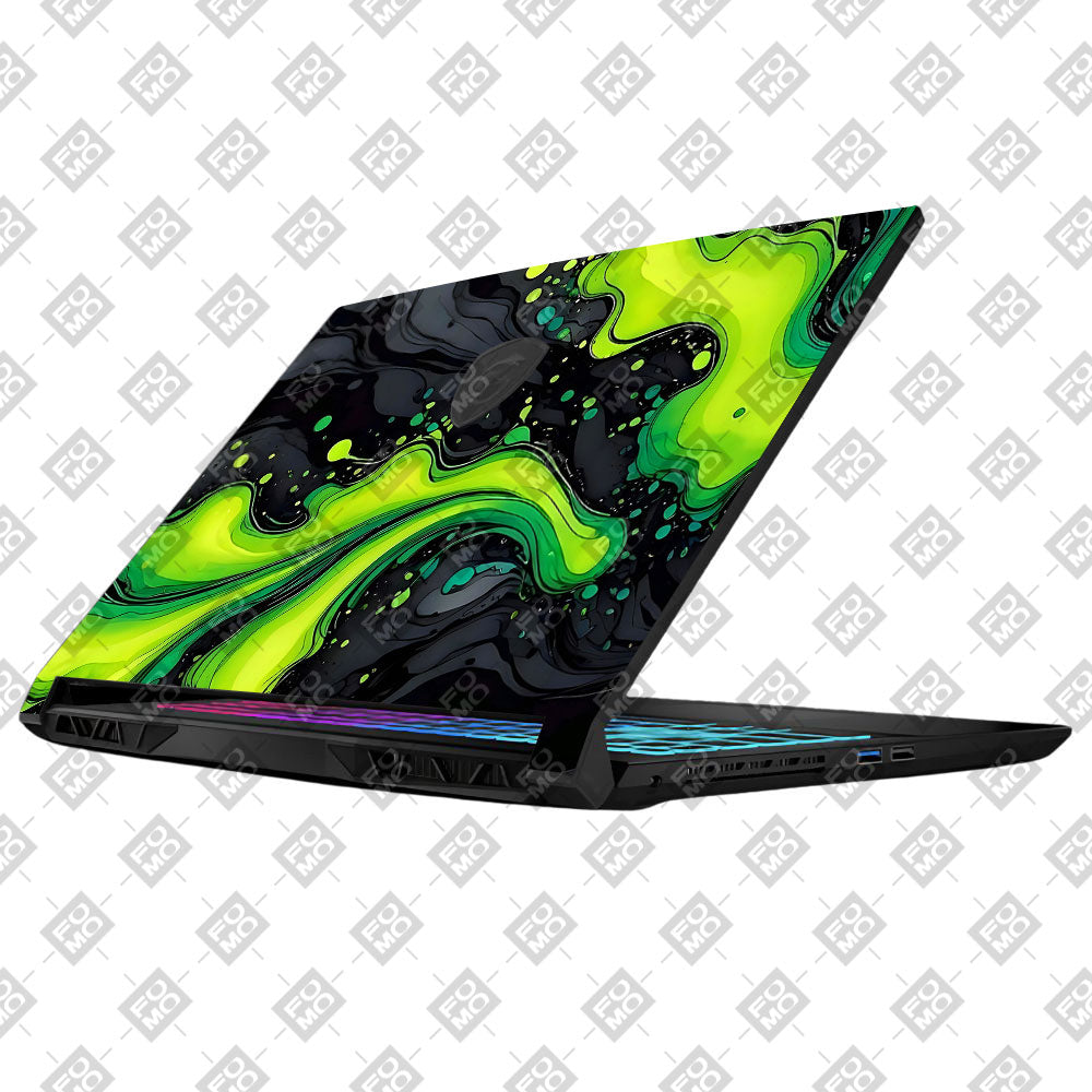 Neon Green Paint Swirls MSI Katana 15 B13V Laptop Skin