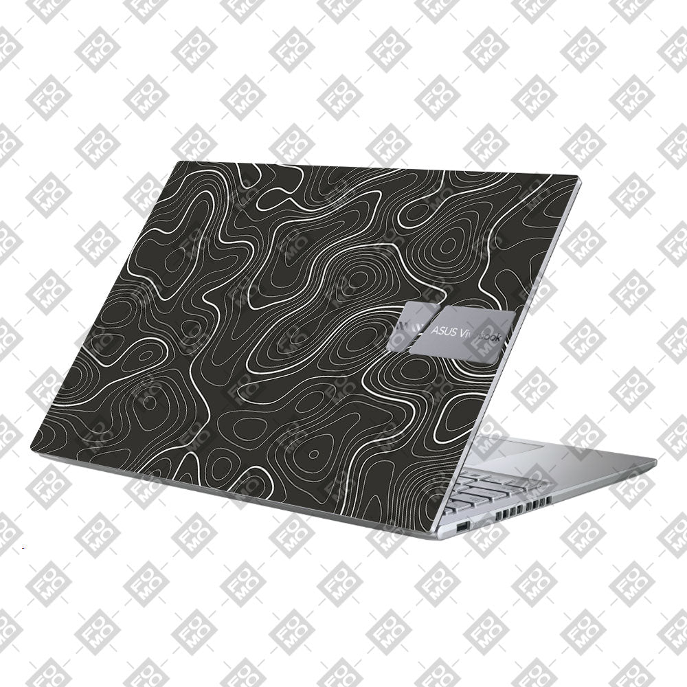 Grayscale Topographic Lines Asus Vivobook X1605ZA Laptop Skin