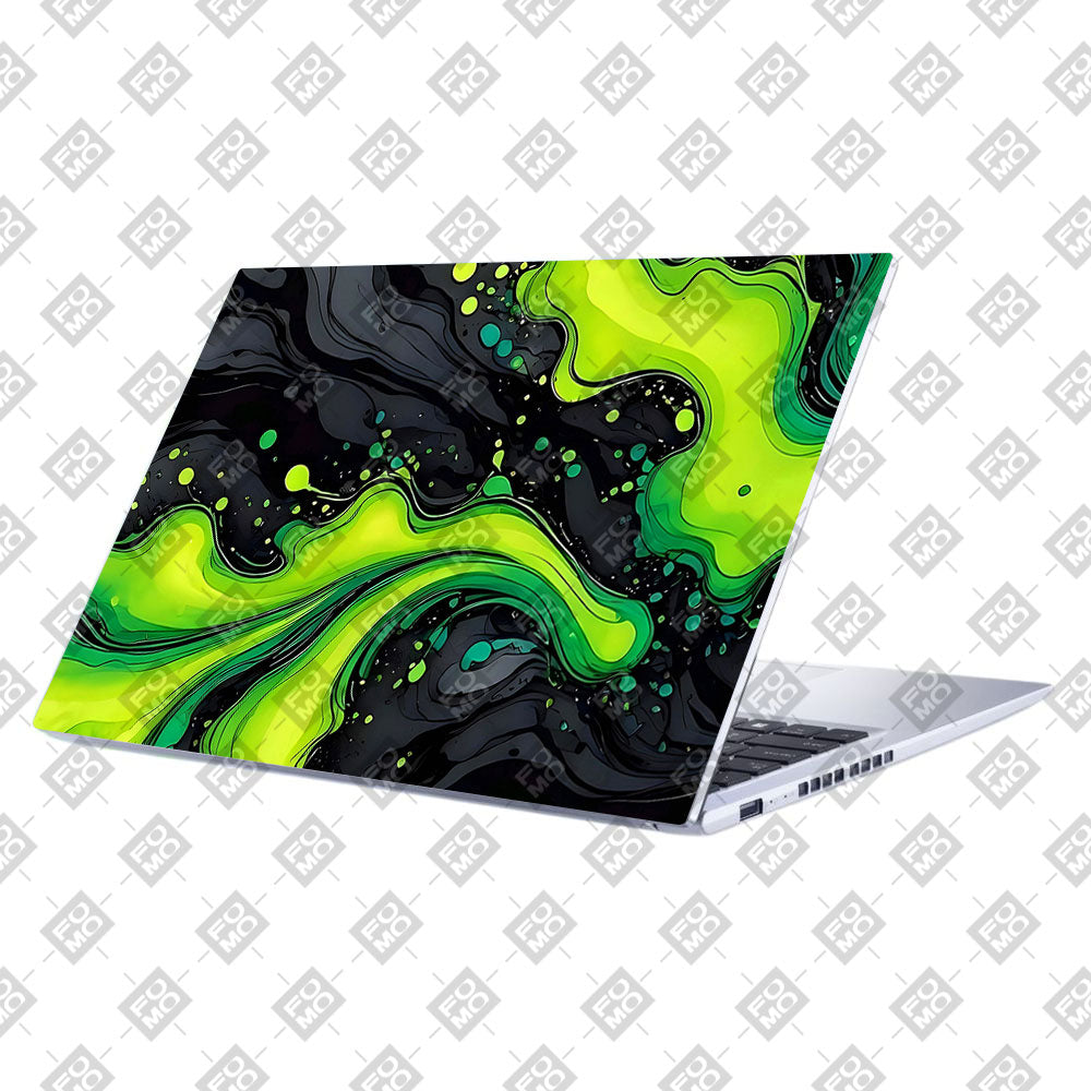 Neon Green Paint Swirls Asus Vivobook 15 X1502ZA Laptop Skin
