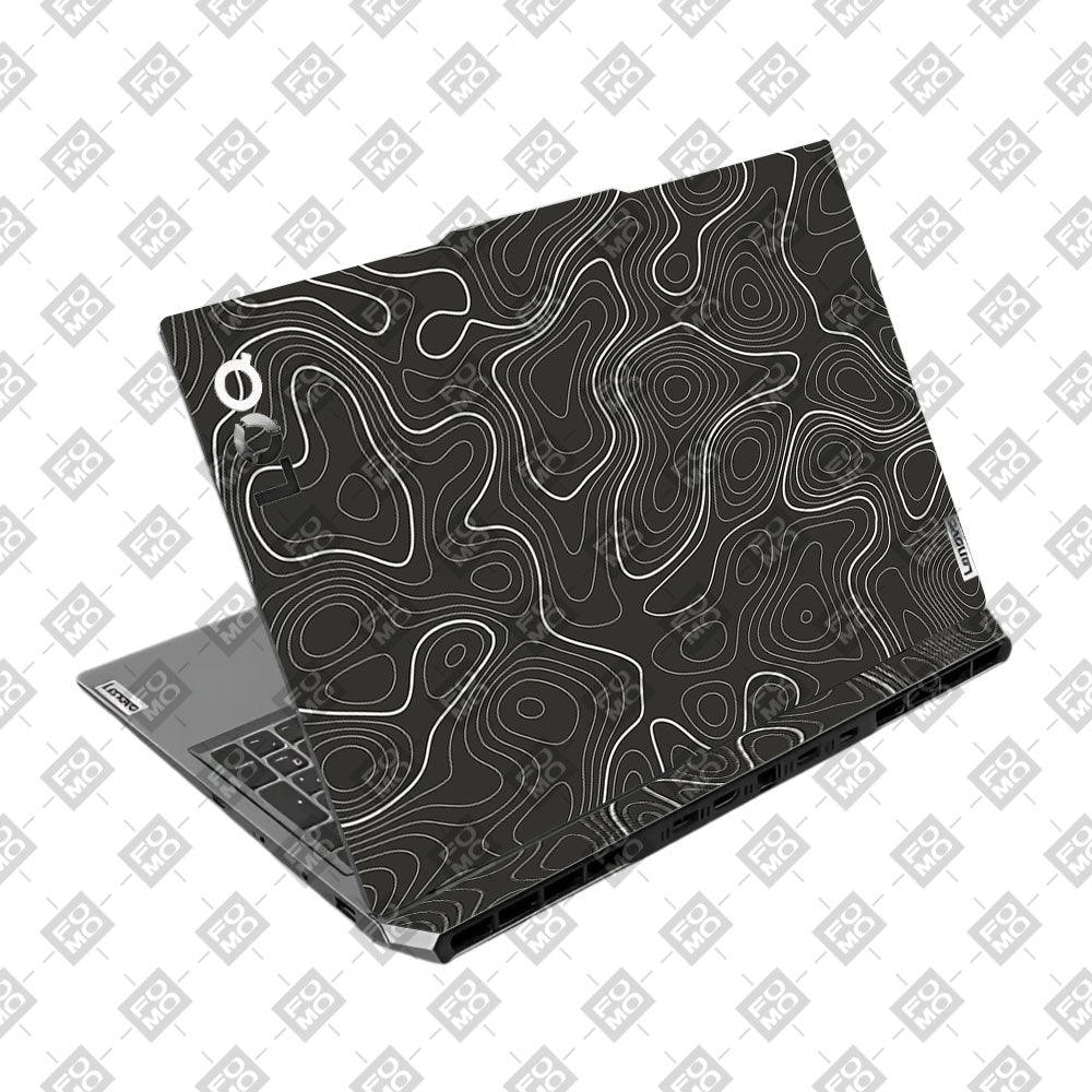Grayscale Topographic Lines Lenovo LOQ 2024, 2025 Laptop Skin