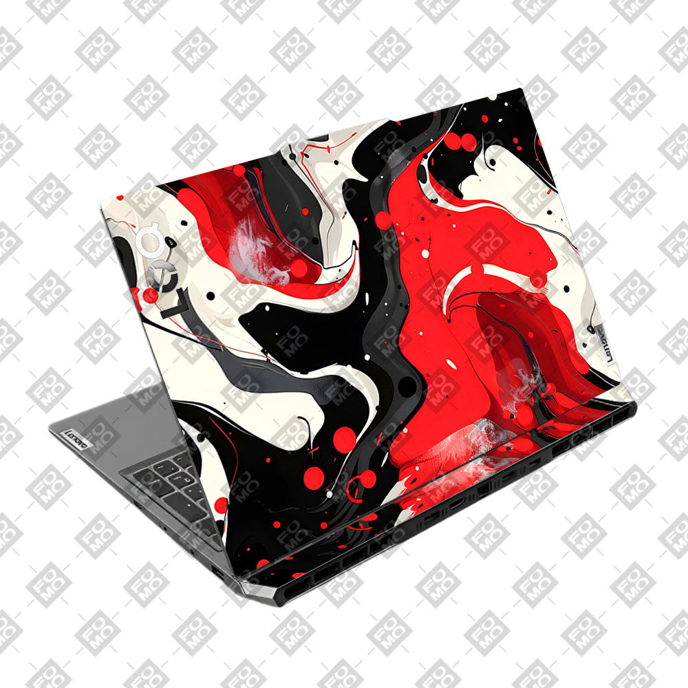 Red and White Paint Swirls Lenovo LOQ 2024, 2025 Laptop Skin