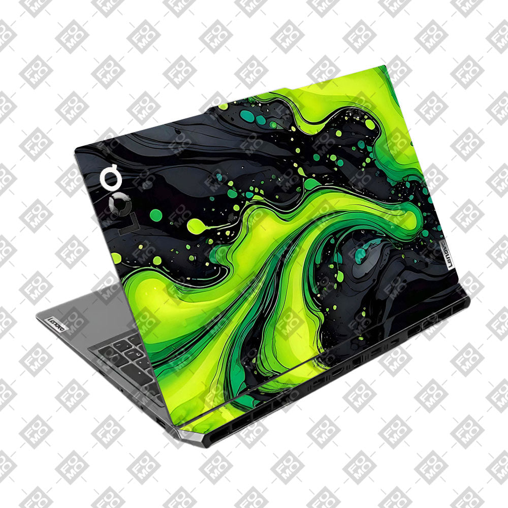 Neon Green Paint Swirls Lenovo LOQ 2024, 2025 Laptop Skin