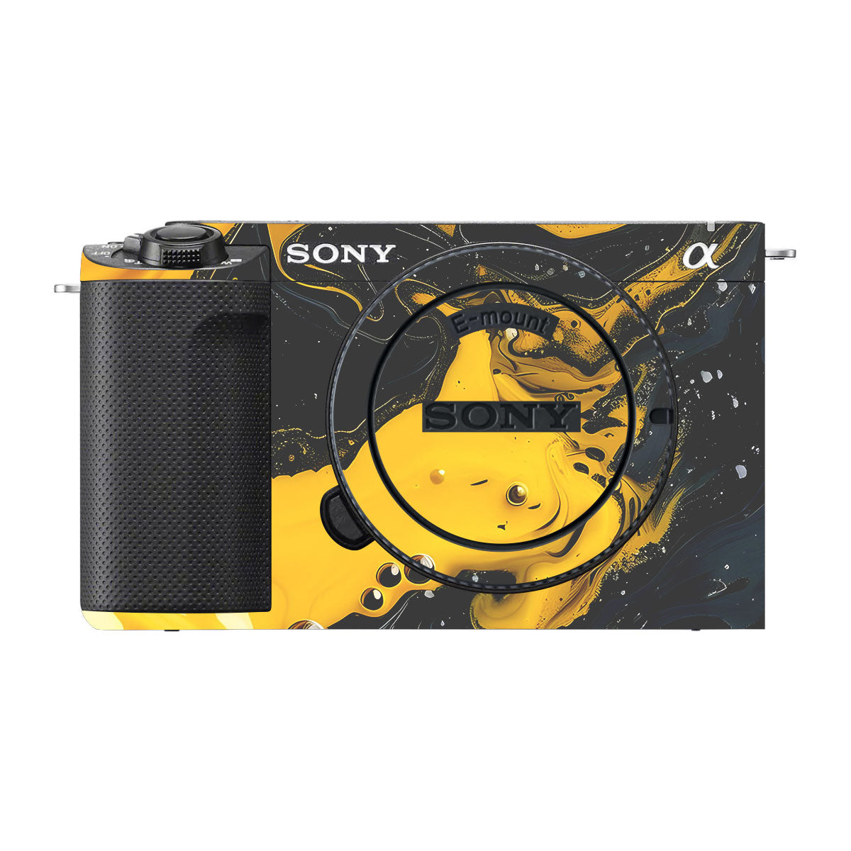 Yellow and Black Paint Swirls Sony ZV-E1 Camera Skins