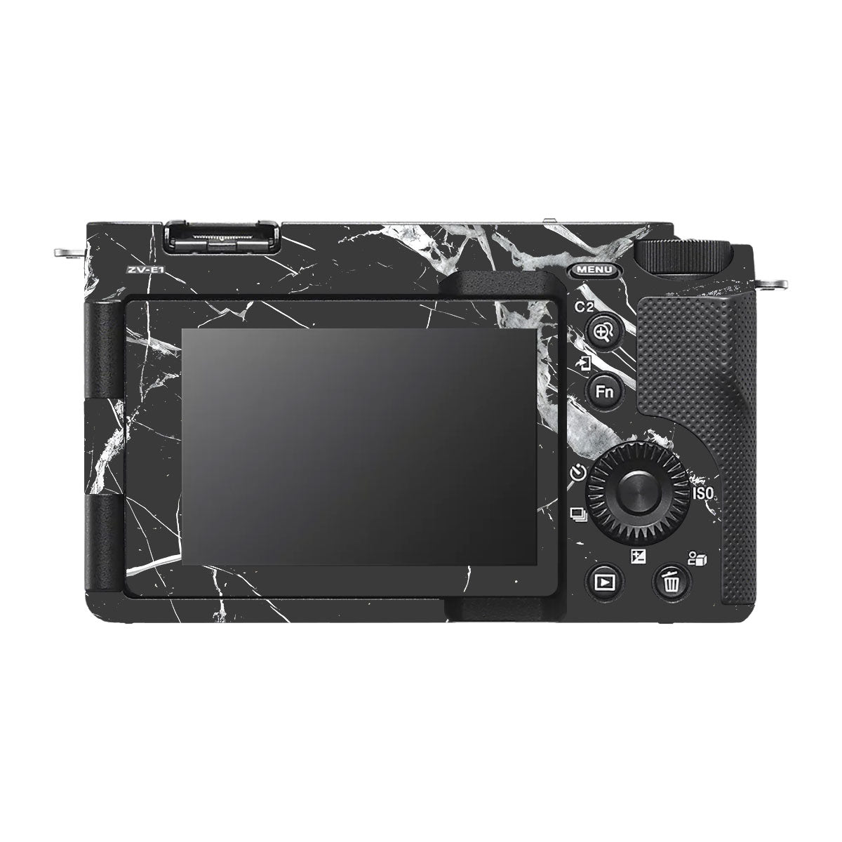 White Veins on Black Sony ZV-E1 Camera Skins
