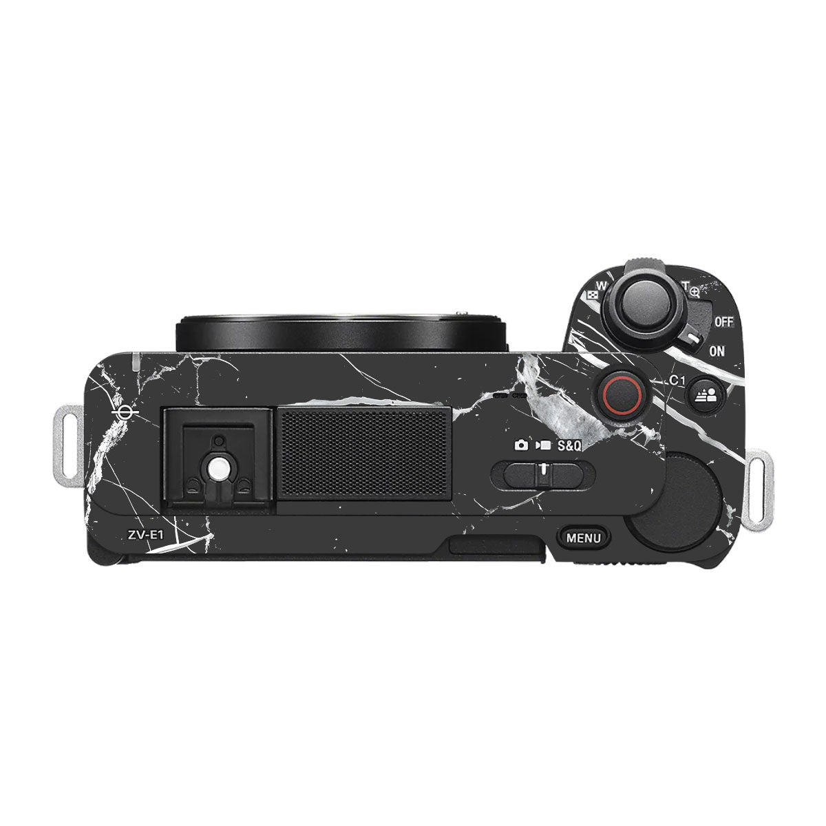 White Veins on Black Sony ZV-E1 Camera Skins