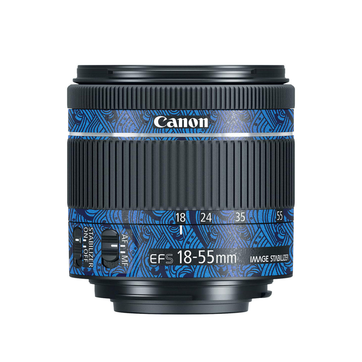 Textured Ocean Wave Blue Canon EF-S 18-55mm F/4-5.6 IS STM Camera Lens Skin