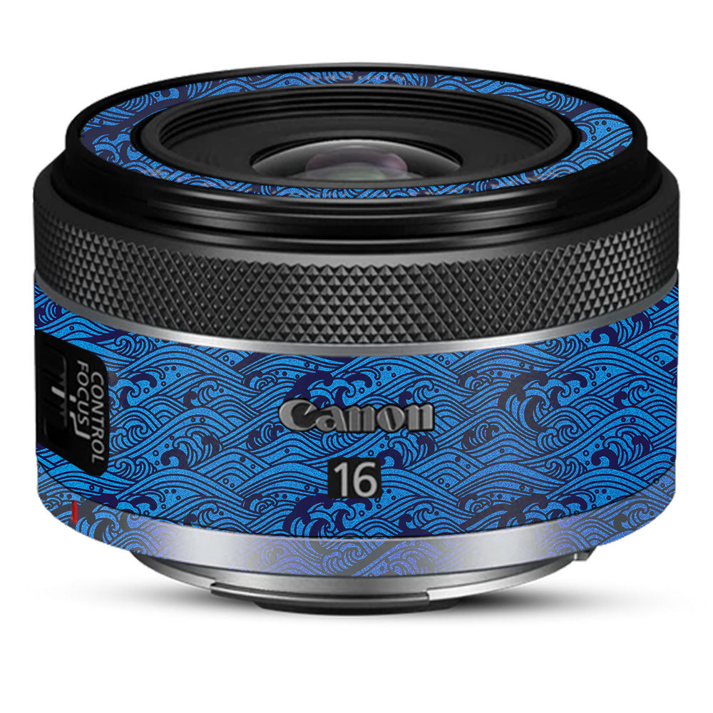 Textured Ocean Wave Blue Canon RF 16mm f/2.8 STM Camera Lens Skin