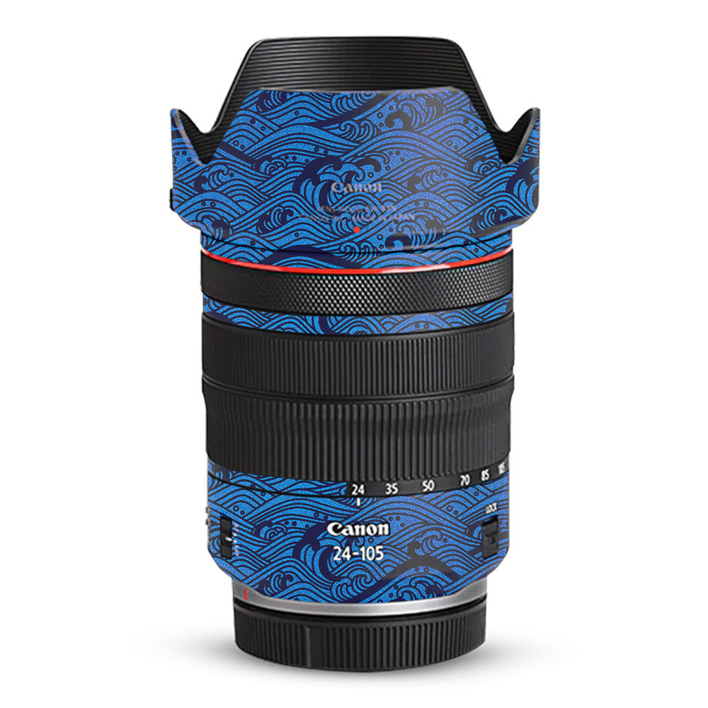 Textured Ocean Wave Blue Canon RF 24–105mm f/4L IS USM Camera Lens Skin