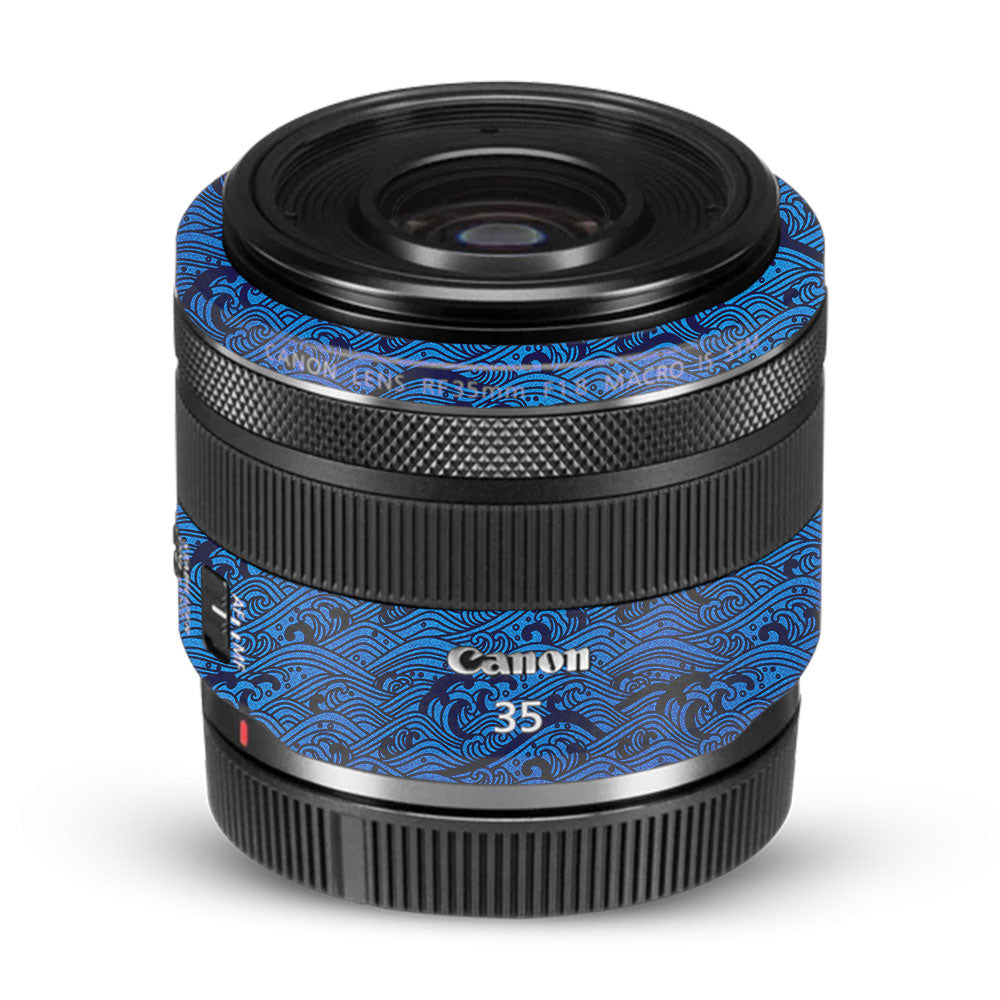 Textured Ocean Wave Blue Canon RF 35mm f/1.8 IS Macro STM Camera Lens Skin