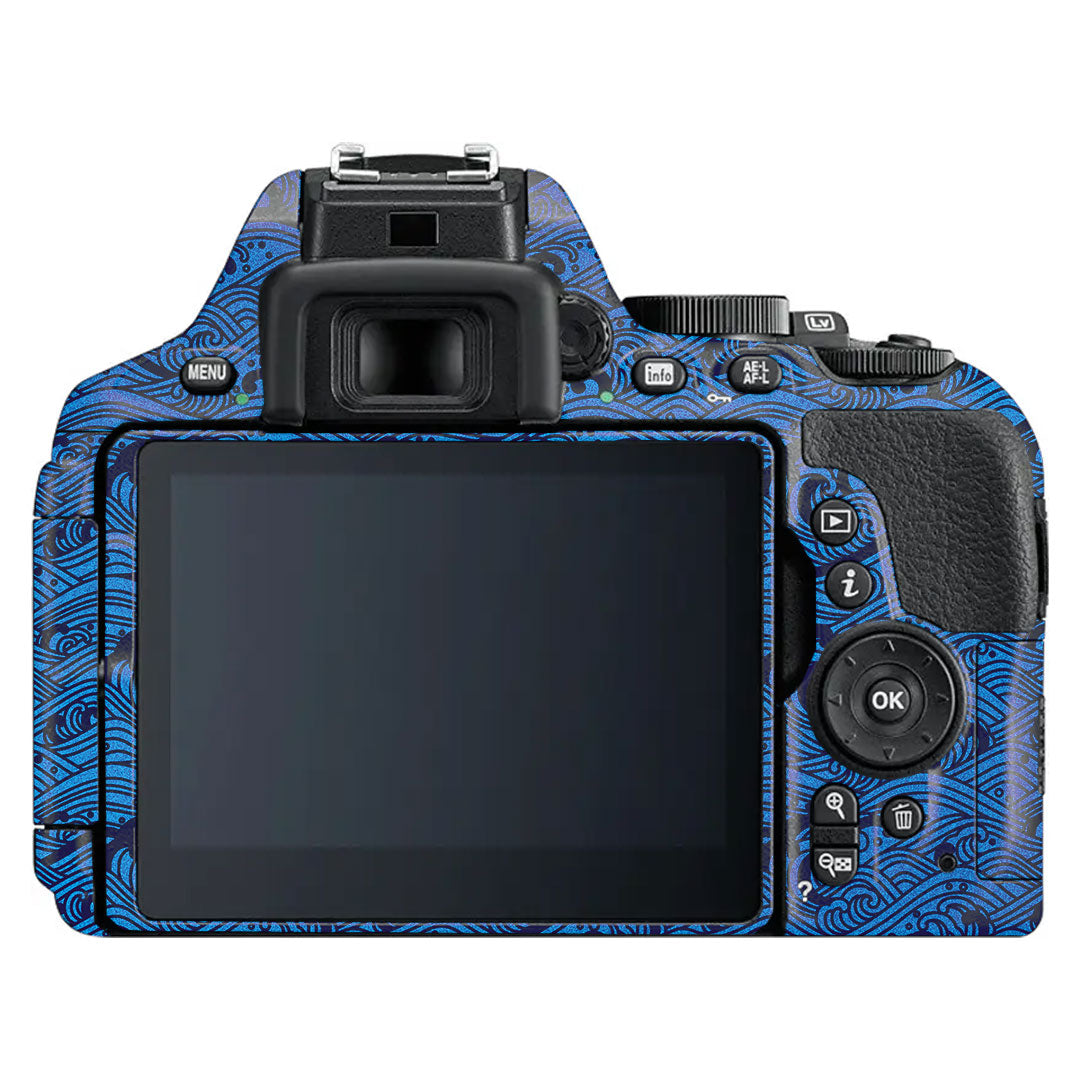 Textured Ocean Wave Blue Nikon D5600 Camera Skin